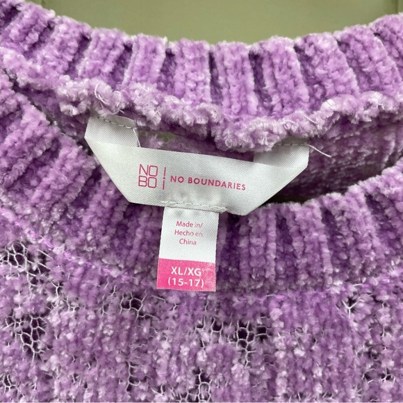 NO BOUNDARIES PURPLE VELVET SWEATER - Picture 1 of 4